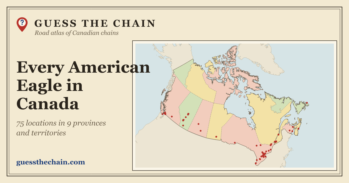 Map of every American Eagle location in Canada