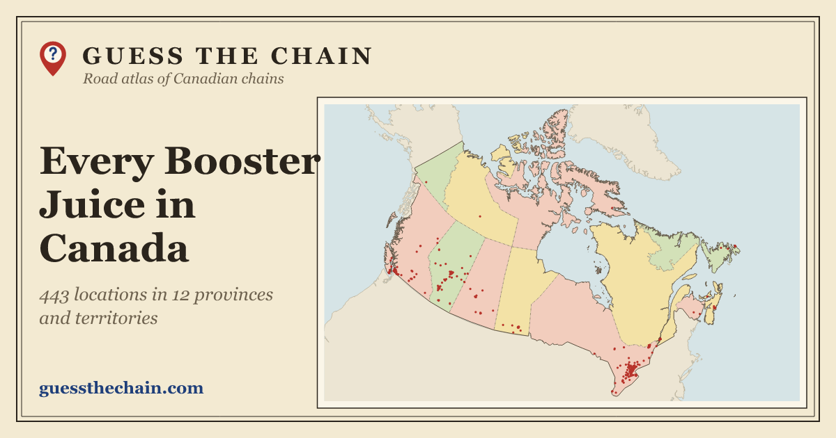 Map of every Booster Juice location in Canada