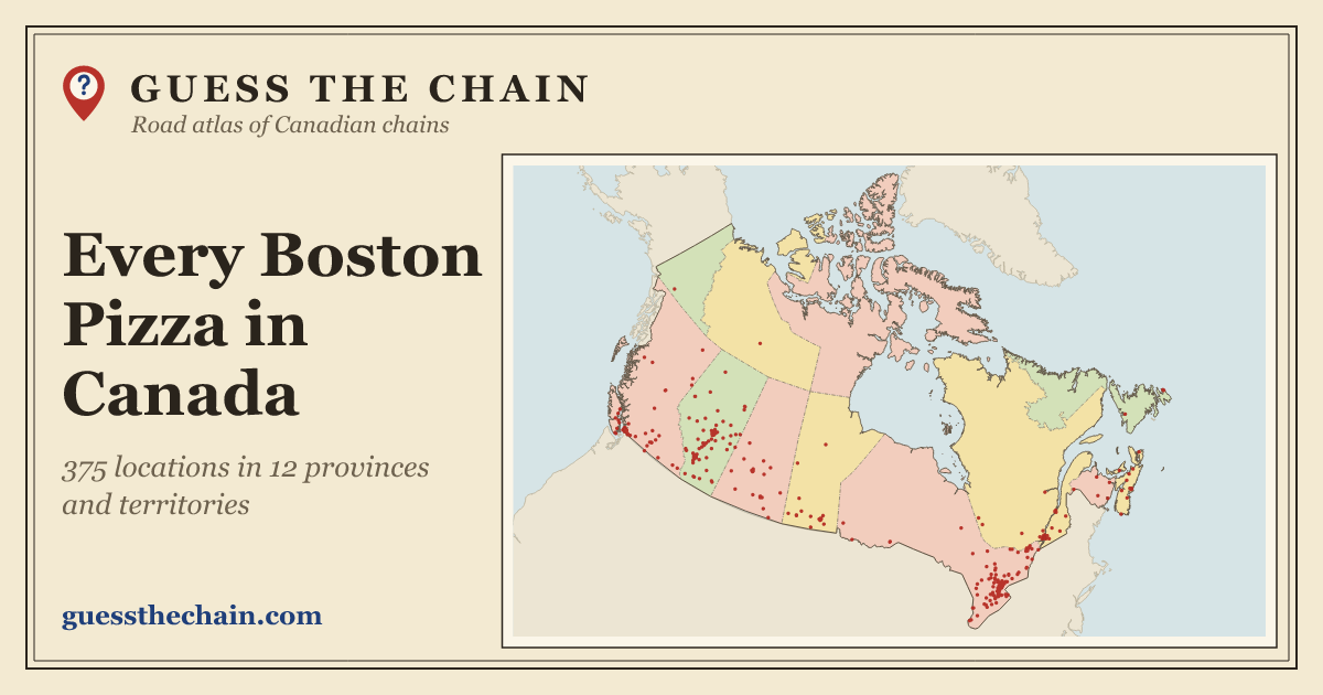 Map of every Boston Pizza location in Canada