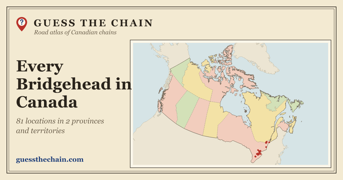 Map of every Bridgehead location in Canada