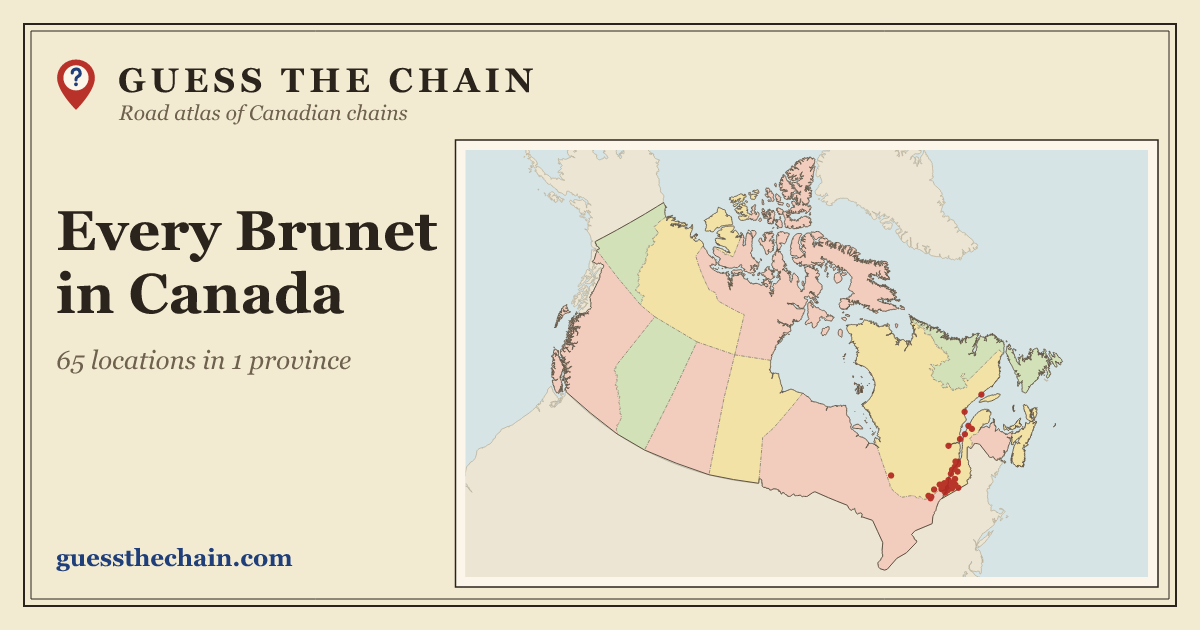 Map of every Brunet location in Canada