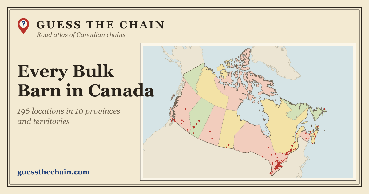 Map of every Bulk Barn location in Canada