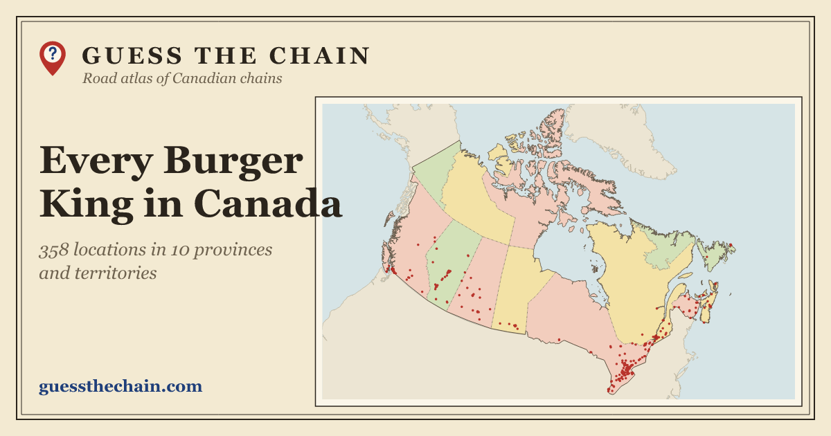 Map of every Burger King location in Canada