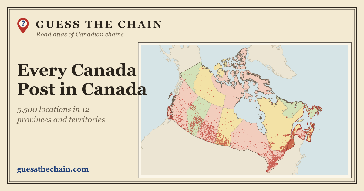 Map of every Canada Post location in Canada
