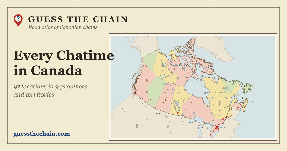 Map of every Chatime location in Canada