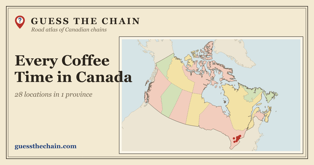 Map of every Coffee Time location in Canada