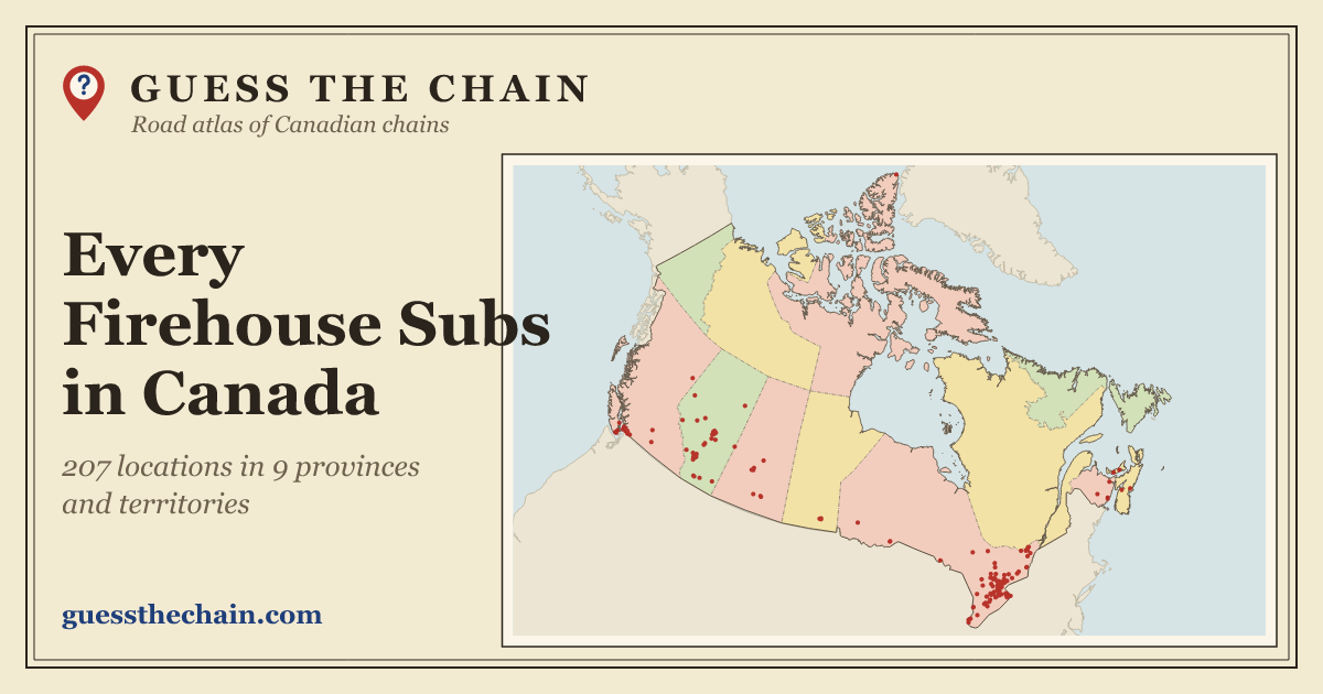 Map of every Firehouse Subs location in Canada