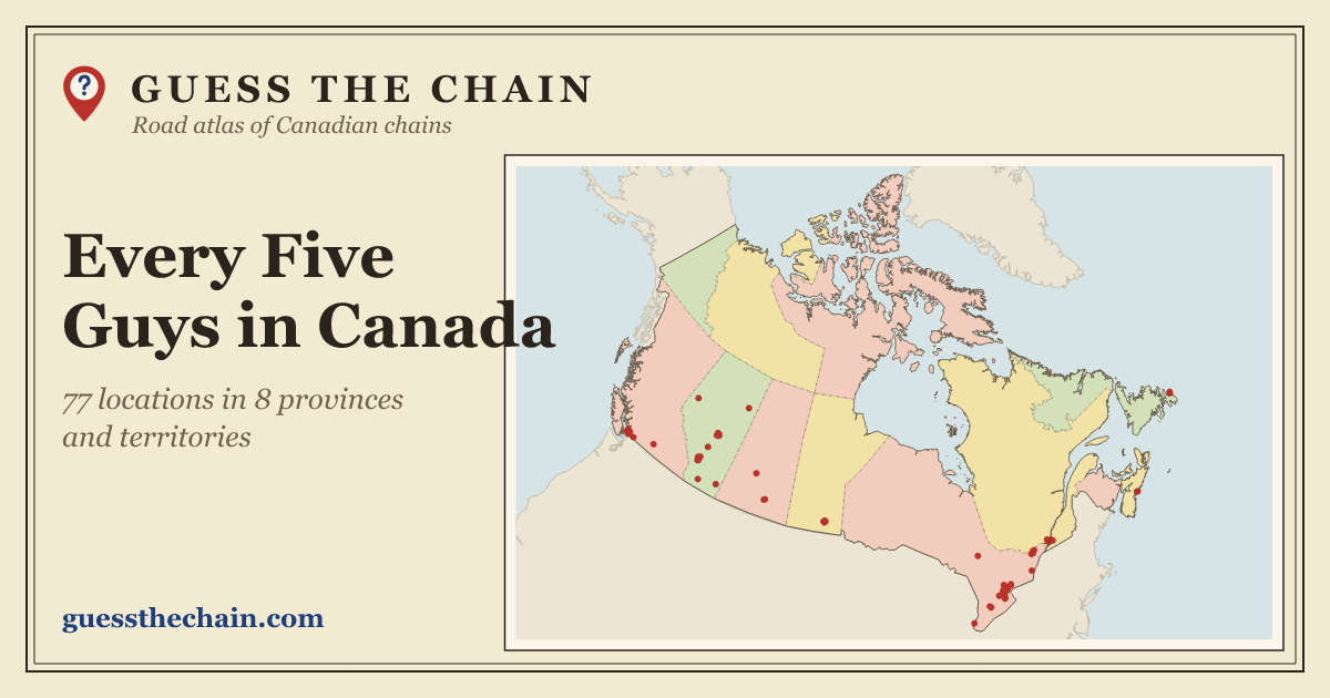 Map of every Five Guys location in Canada