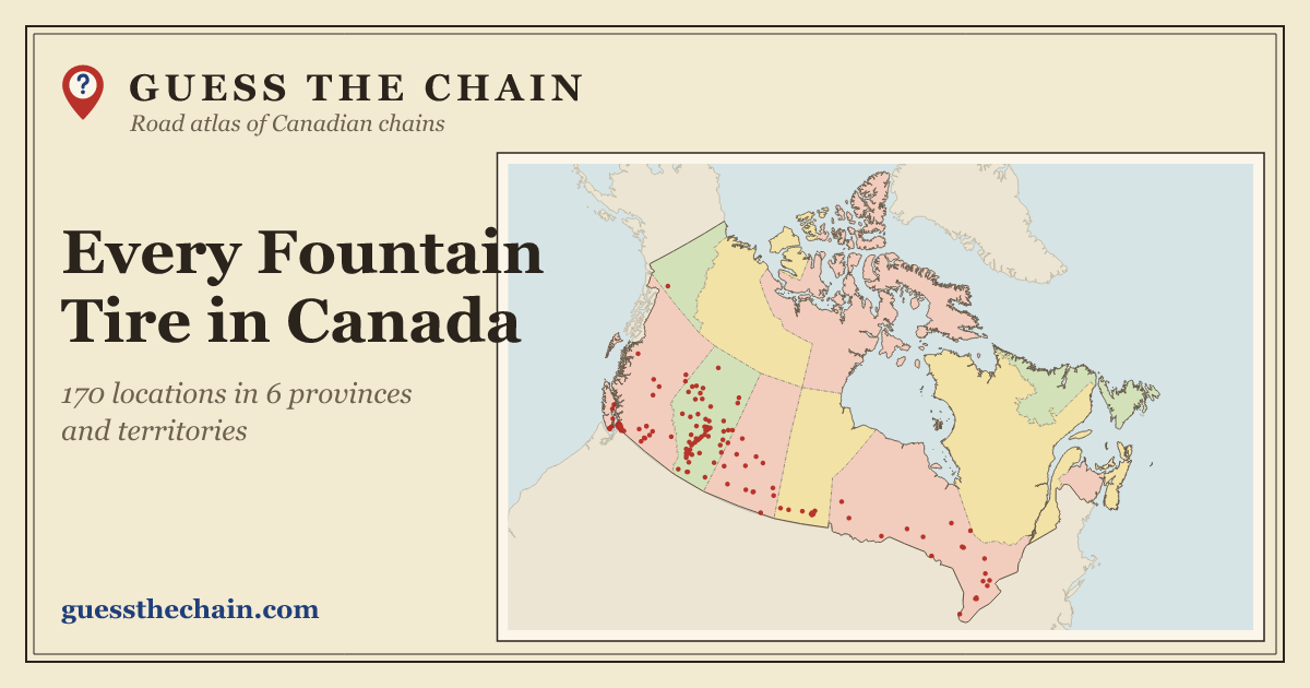 Map of every Fountain Tire location in Canada