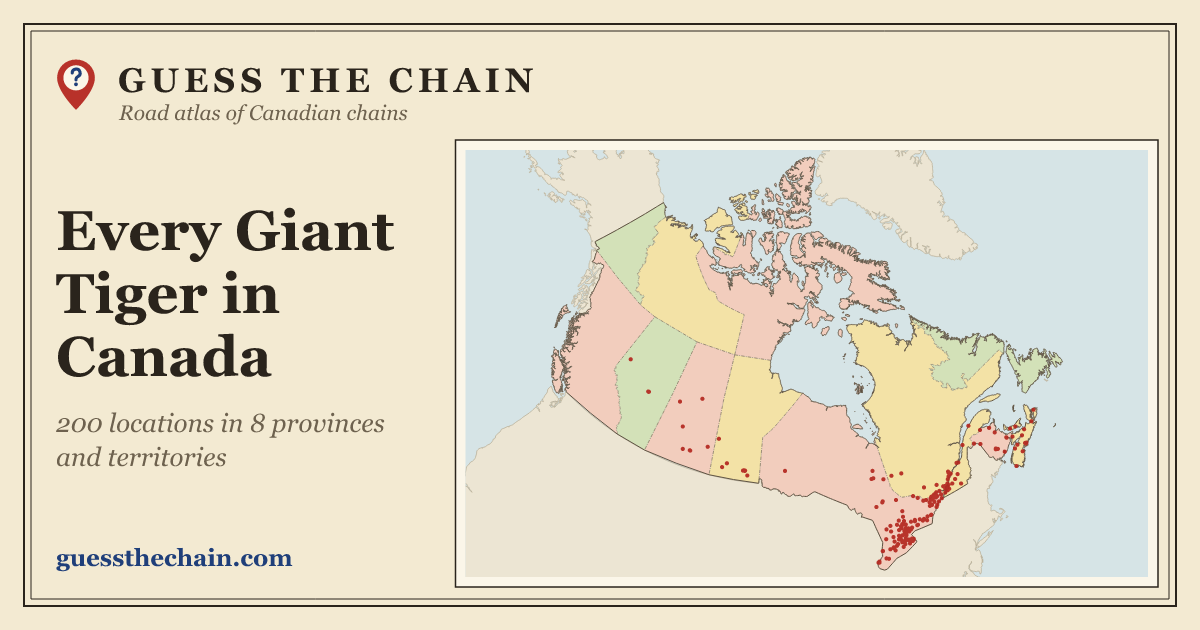 Map of every Giant Tiger location in Canada