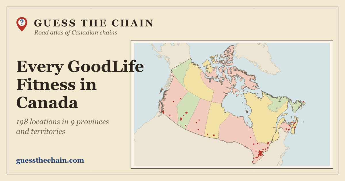 Map of every GoodLife Fitness location in Canada
