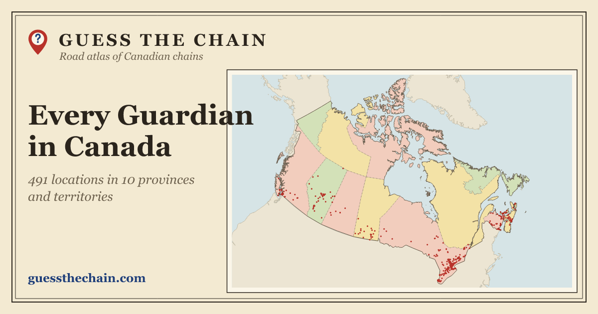 Map of every Guardian location in Canada