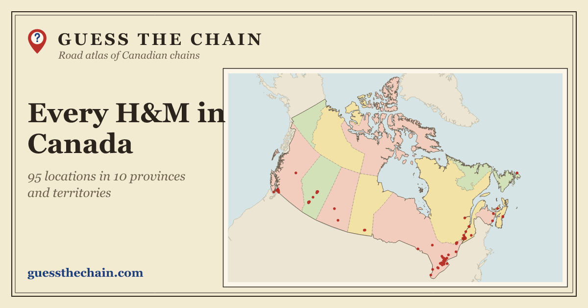 Map of every H&M location in Canada