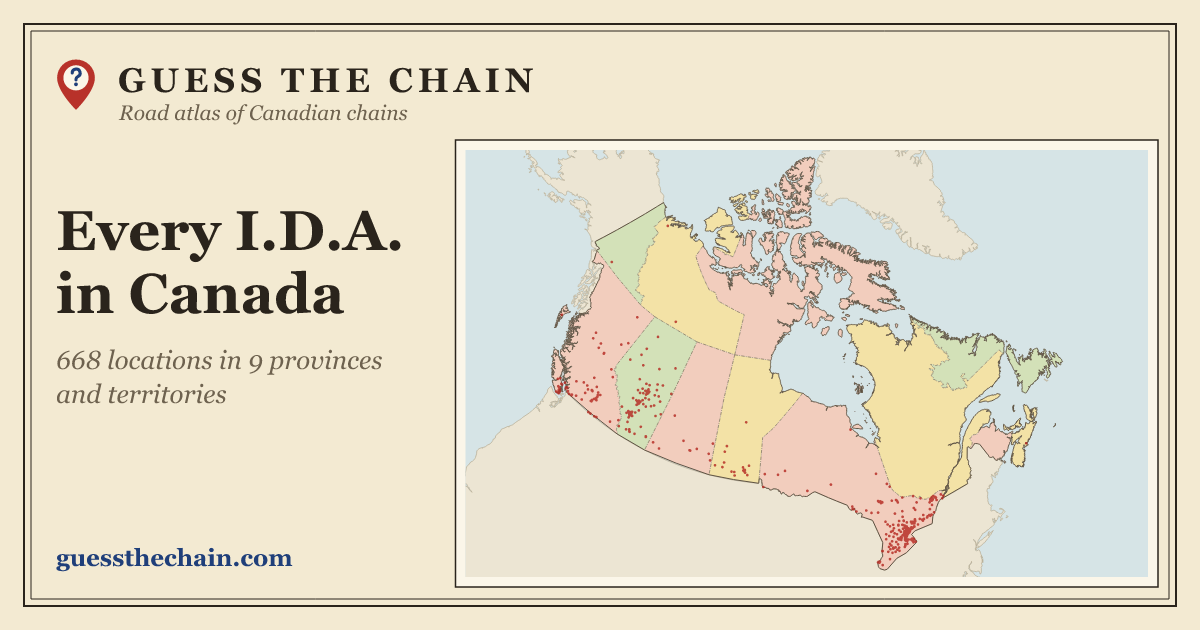 Map of every I.D.A. location in Canada