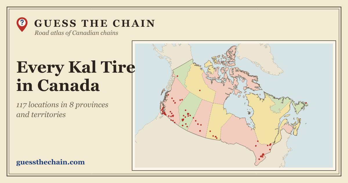 Map of every Kal Tire location in Canada