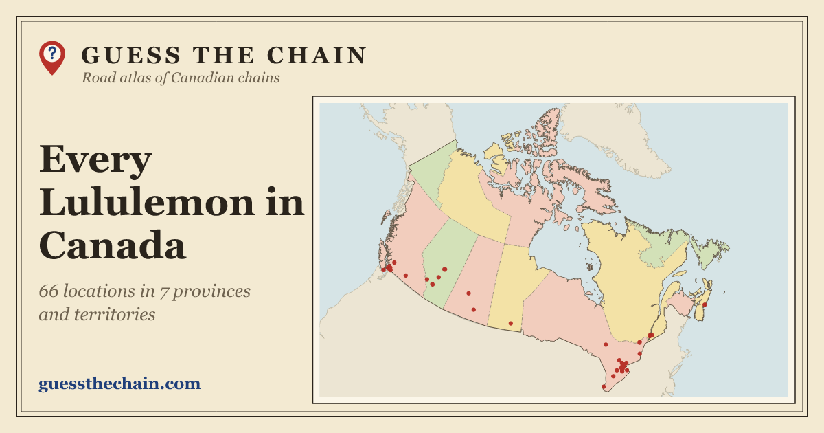 Map of every Lululemon location in Canada