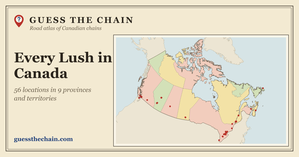 Map of every Lush location in Canada