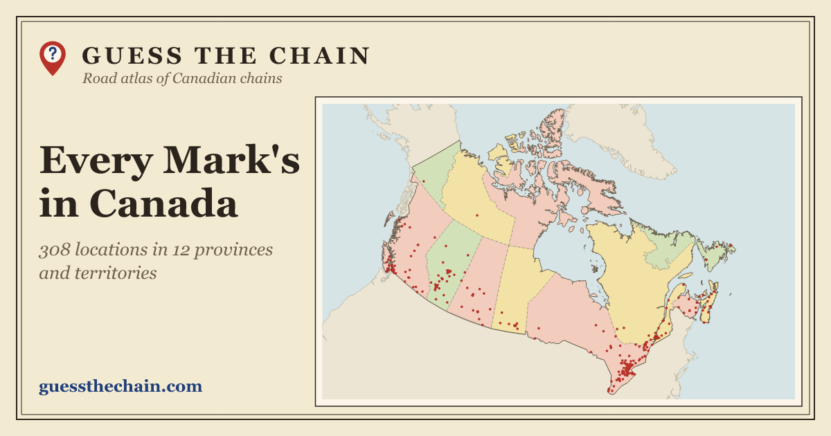 Map of every Mark's location in Canada