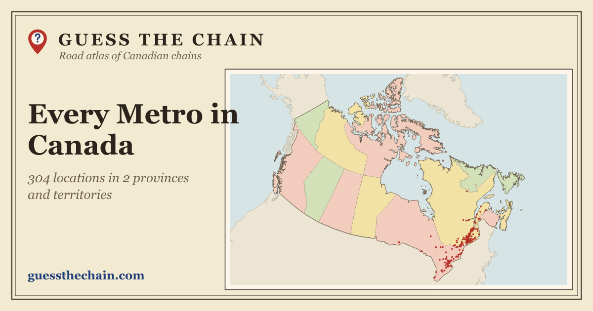 Map of every Metro location in Canada
