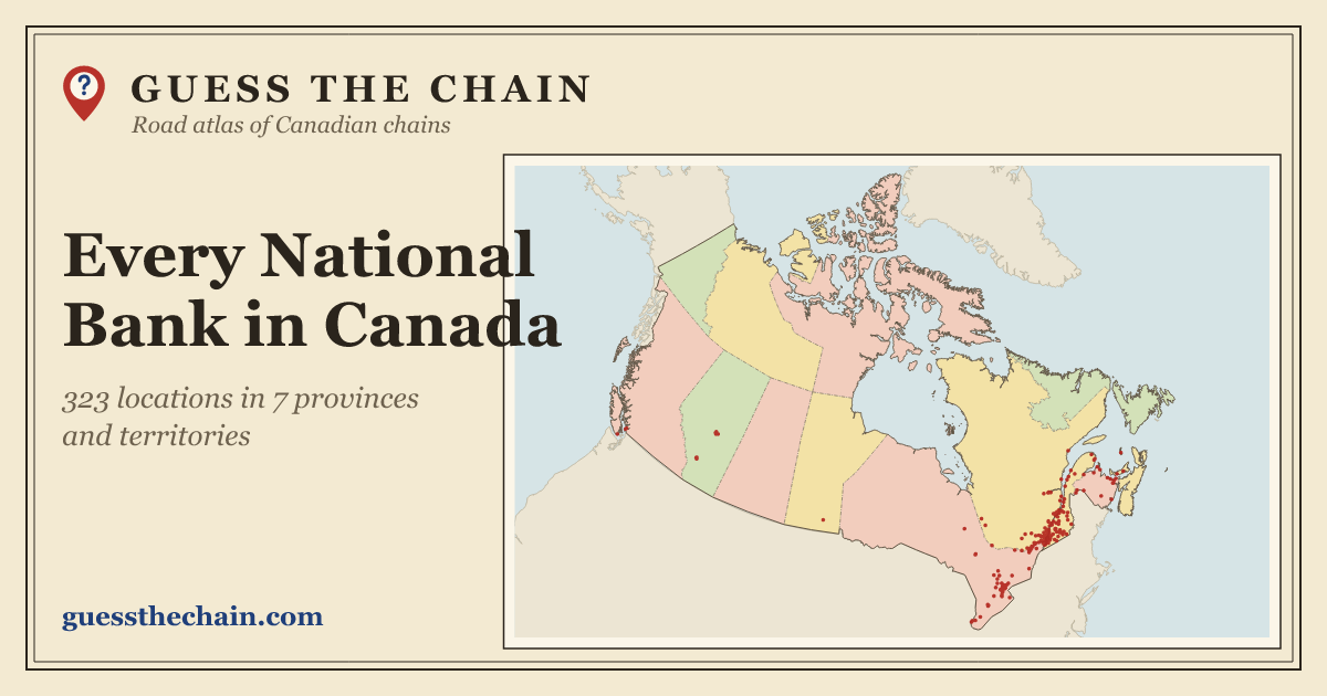Map of every National Bank location in Canada