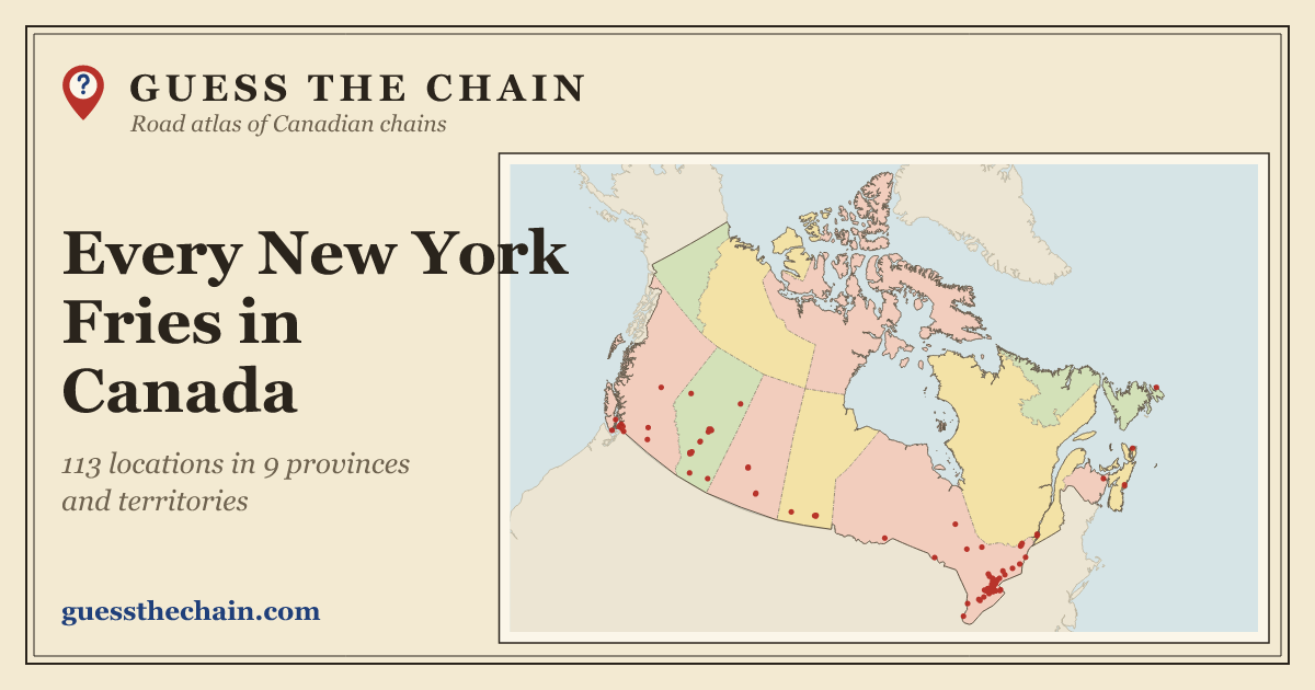 Map of every New York Fries location in Canada