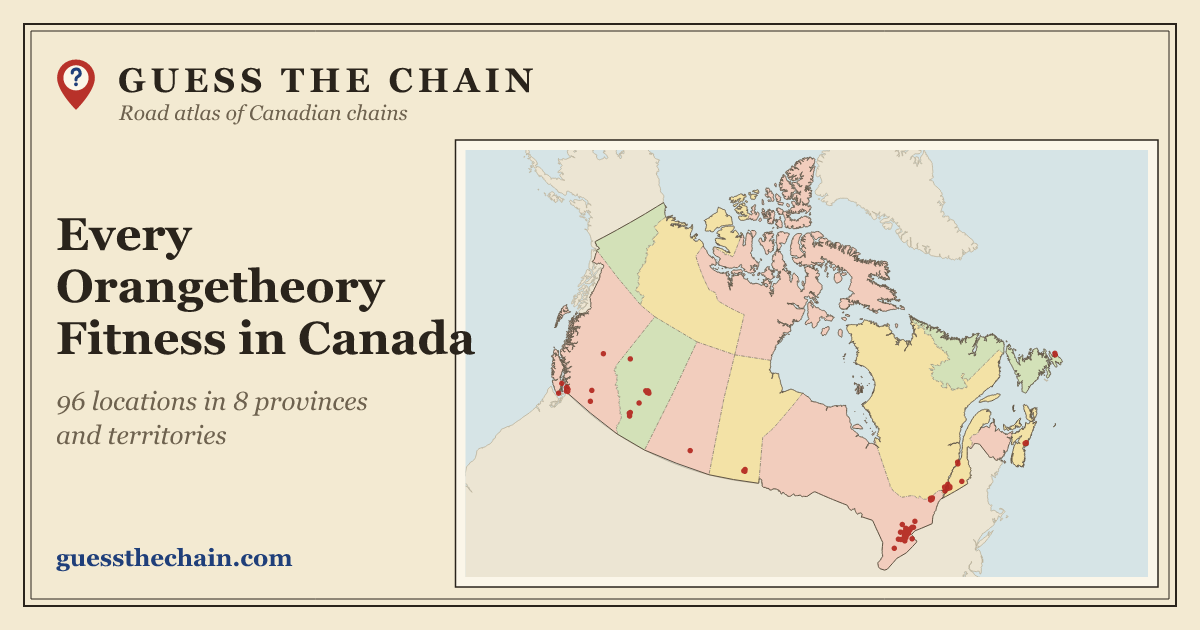 Map of every Orangetheory Fitness location in Canada