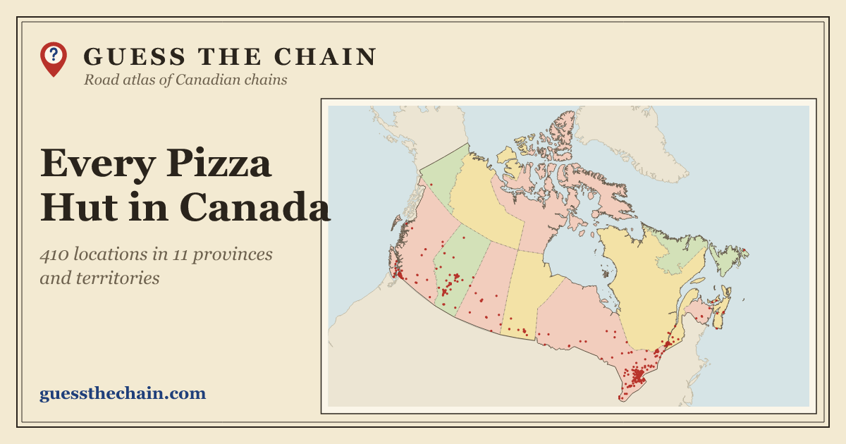 Map of every Pizza Hut location in Canada