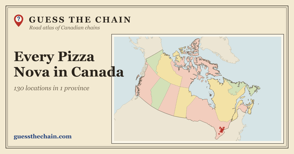 Map of every Pizza Nova location in Canada