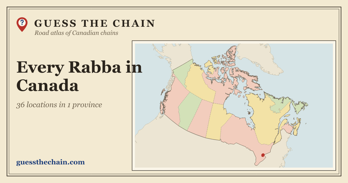 Map of every Rabba location in Canada