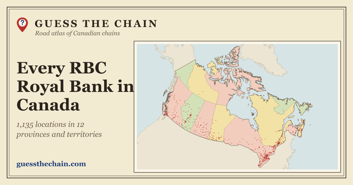 Map of every RBC Royal Bank location in Canada