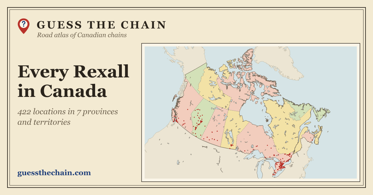 Map of every Rexall location in Canada