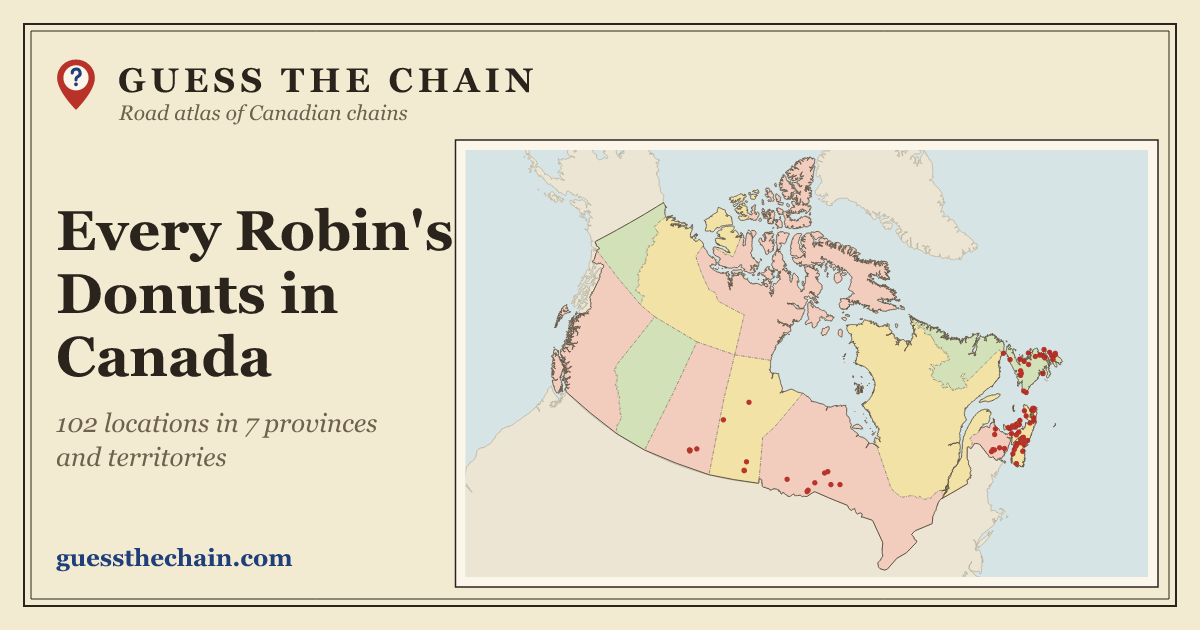 Map of every Robin's Donuts location in Canada