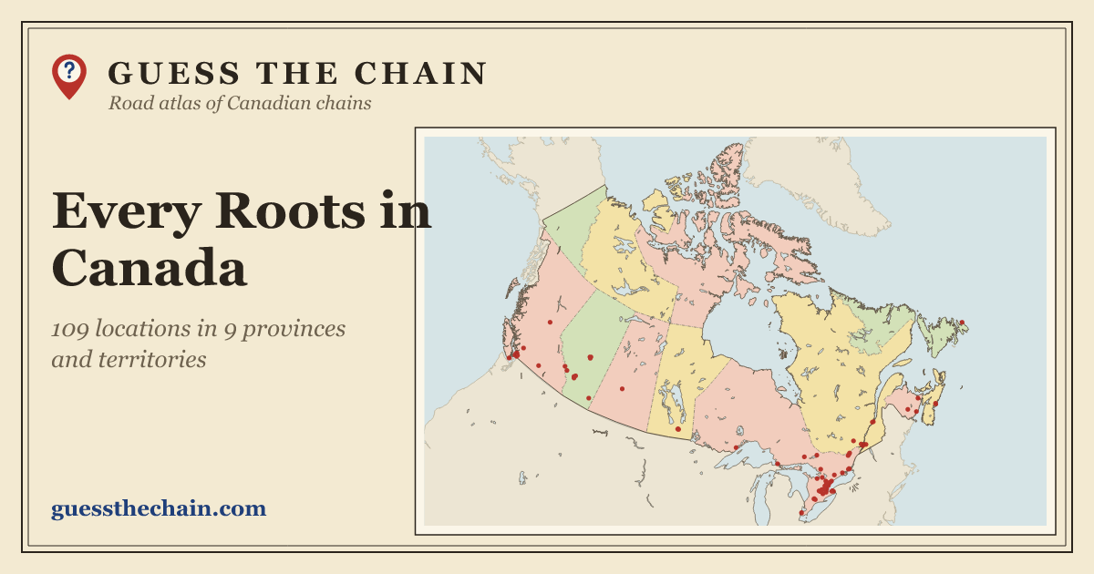 Map of every Roots location in Canada