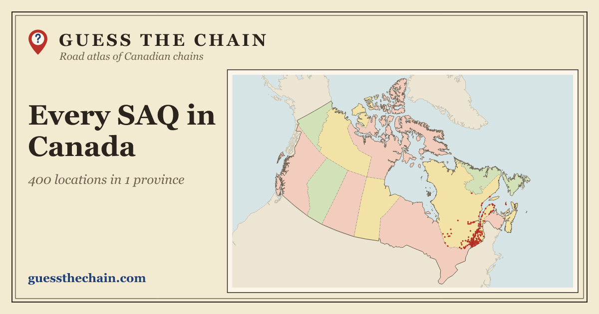Map of every SAQ location in Canada