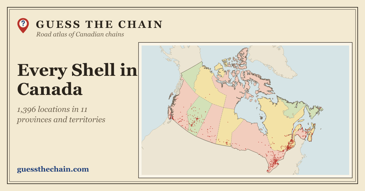 Map of every Shell location in Canada