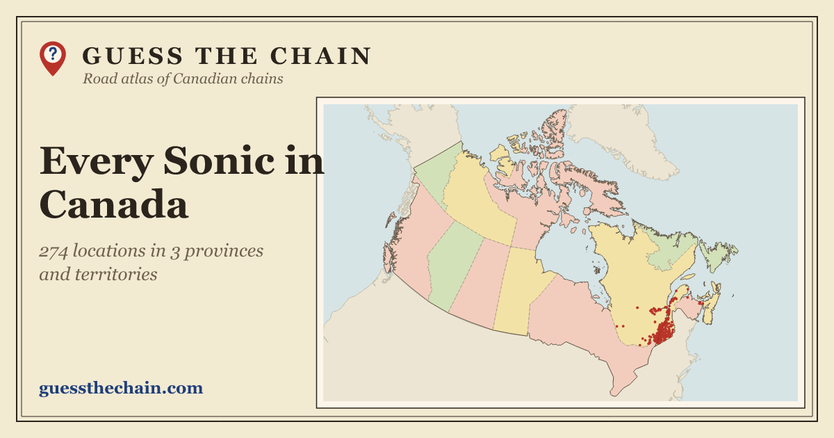 Map of every Sonic location in Canada