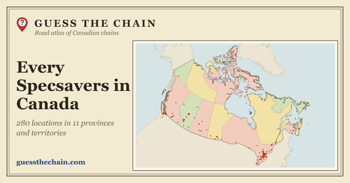Map of every Specsavers location in Canada