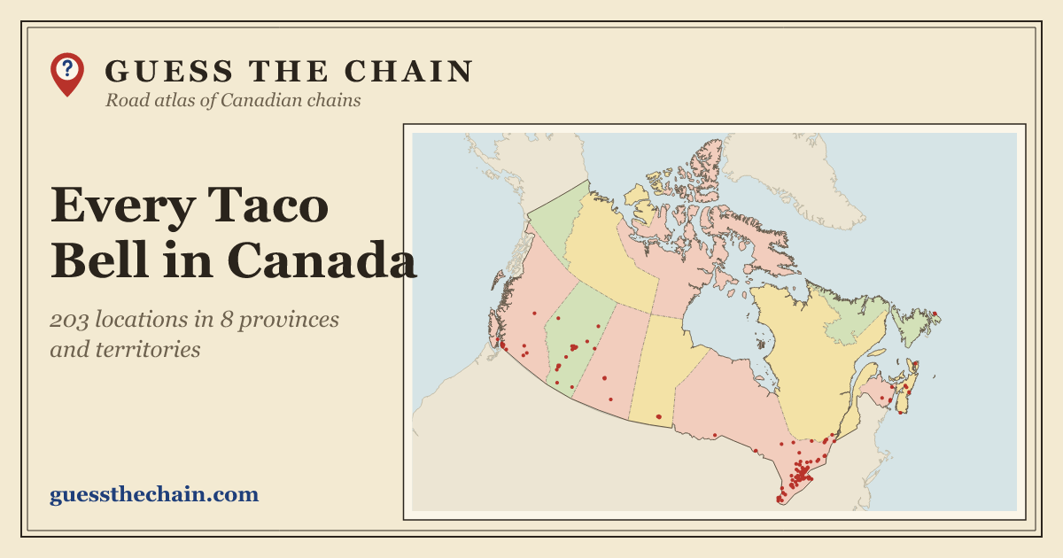 Map of every Taco Bell location in Canada