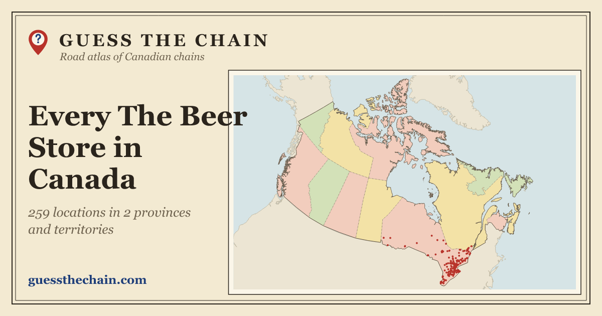 Map of every The Beer Store location in Canada