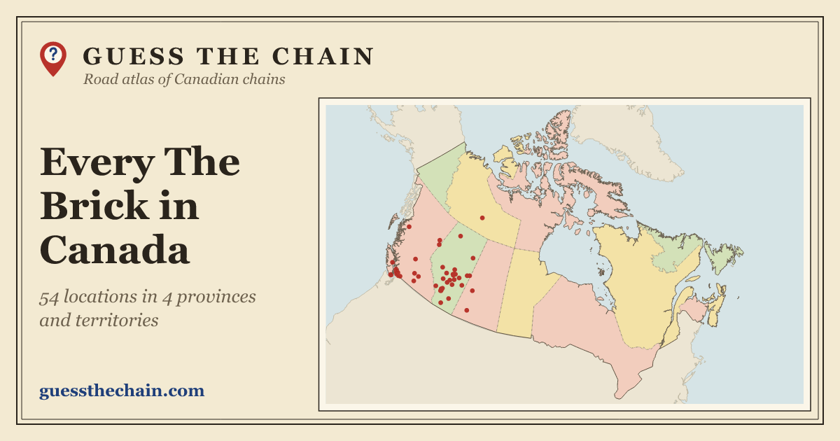 Map of every The Brick location in Canada