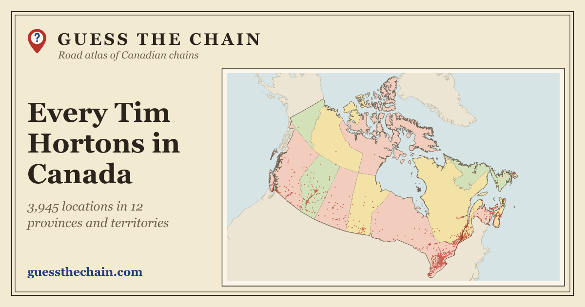 Map of every Tim Hortons location in Canada