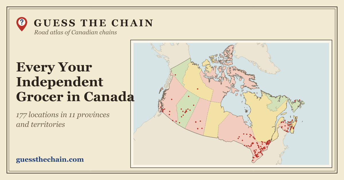 Map of every Your Independent Grocer location in Canada