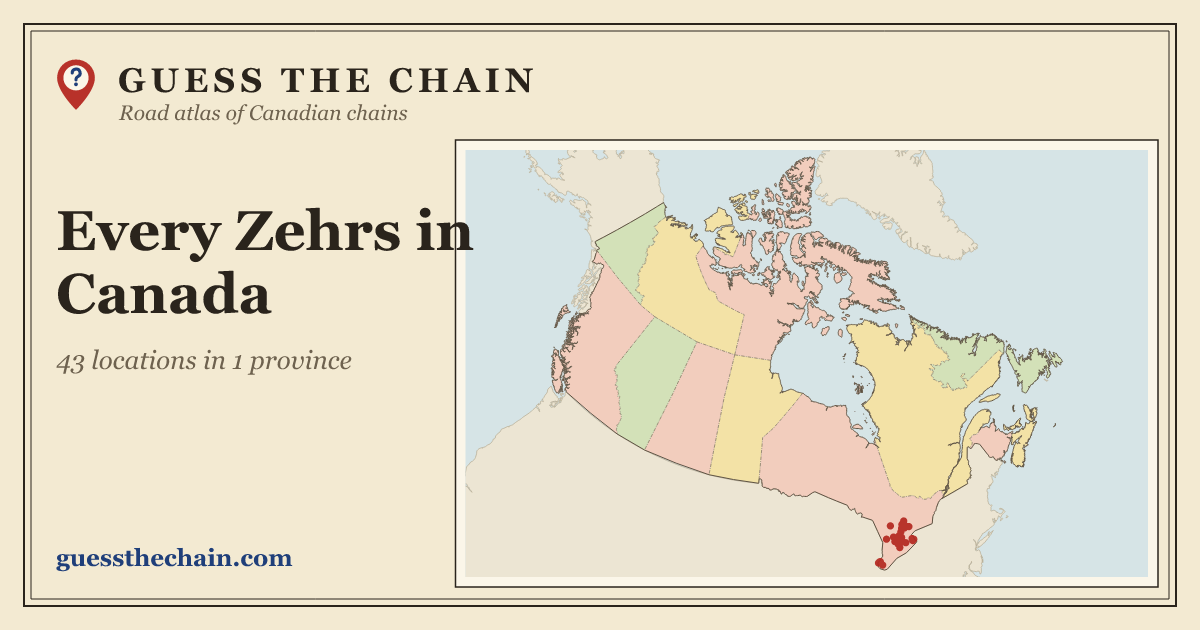Map of every Zehrs location in Canada