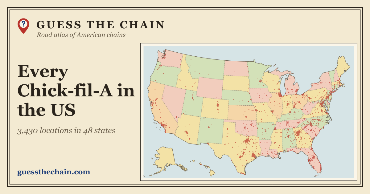 Map of every Chick-fil-A location in the US