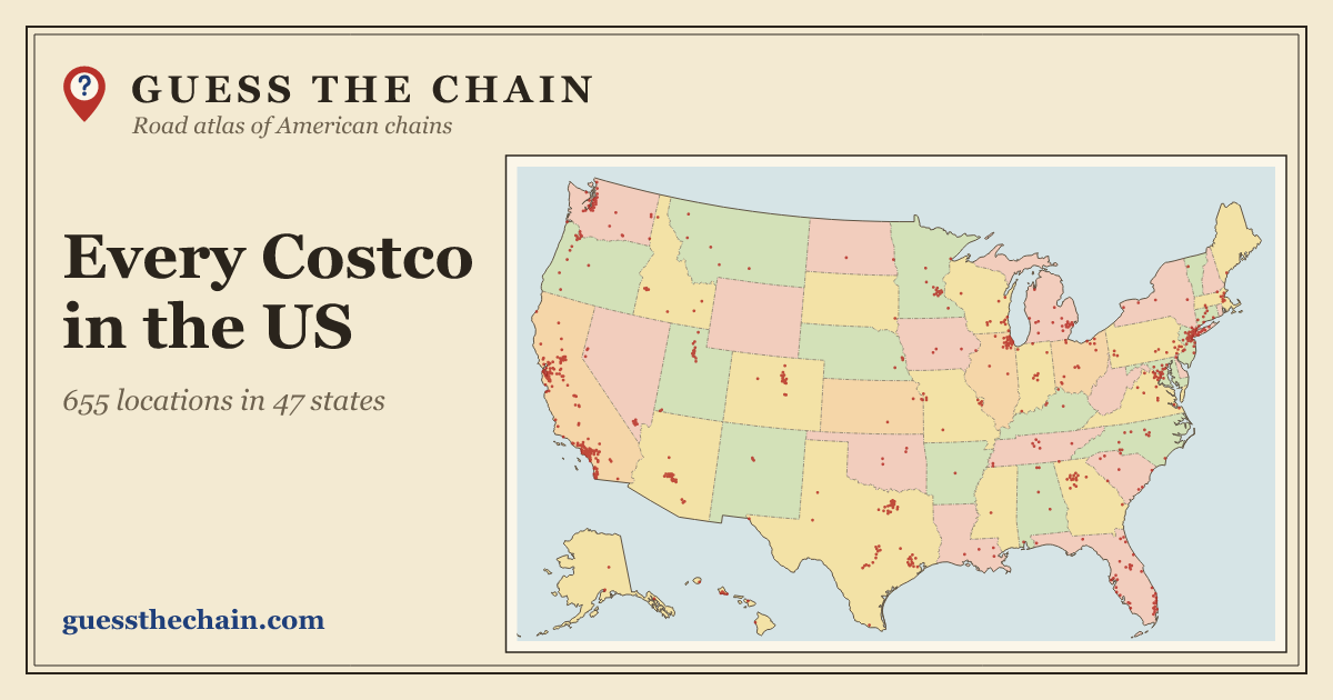 Map of every Costco location in the US