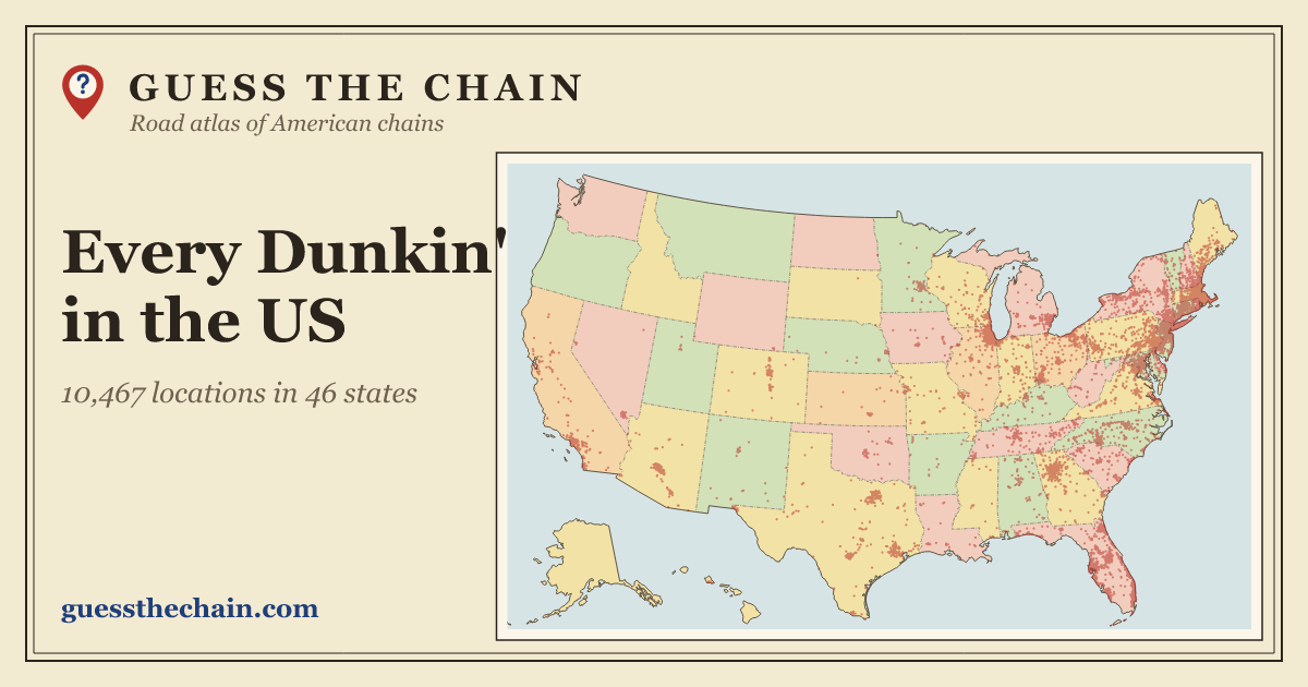 Map of every Dunkin' location in the US