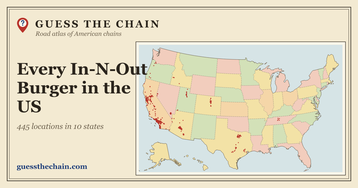 Map of every In-N-Out Burger location in the US