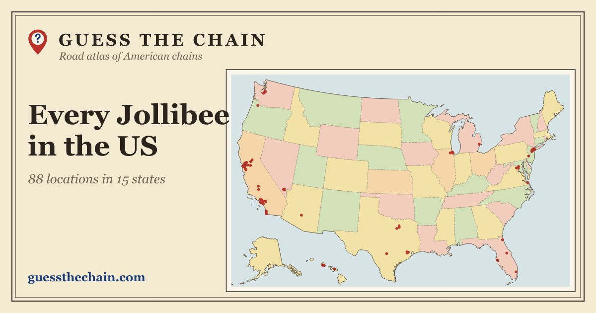 Map of every Jollibee location in the US