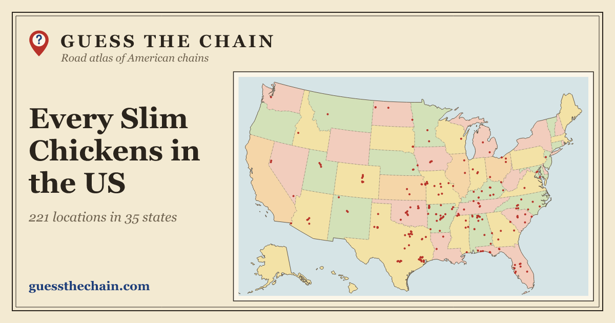 Map of every Slim Chickens location in the US