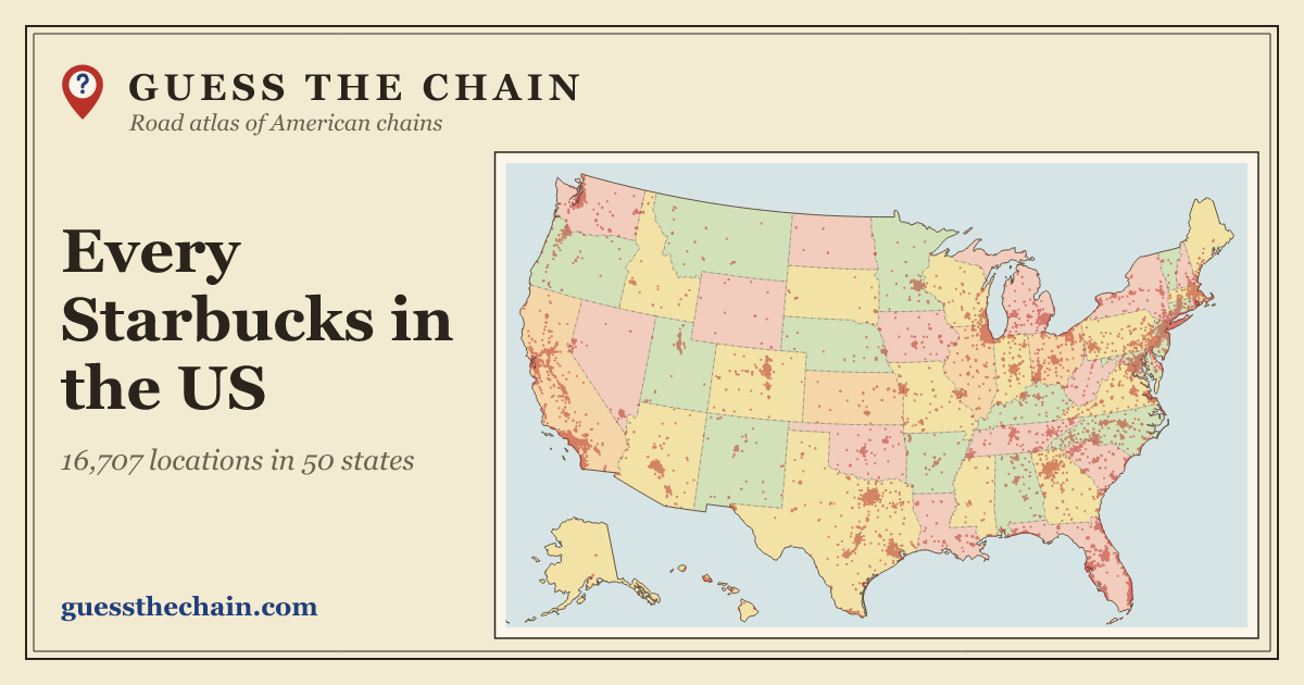 Map of every Starbucks location in the US